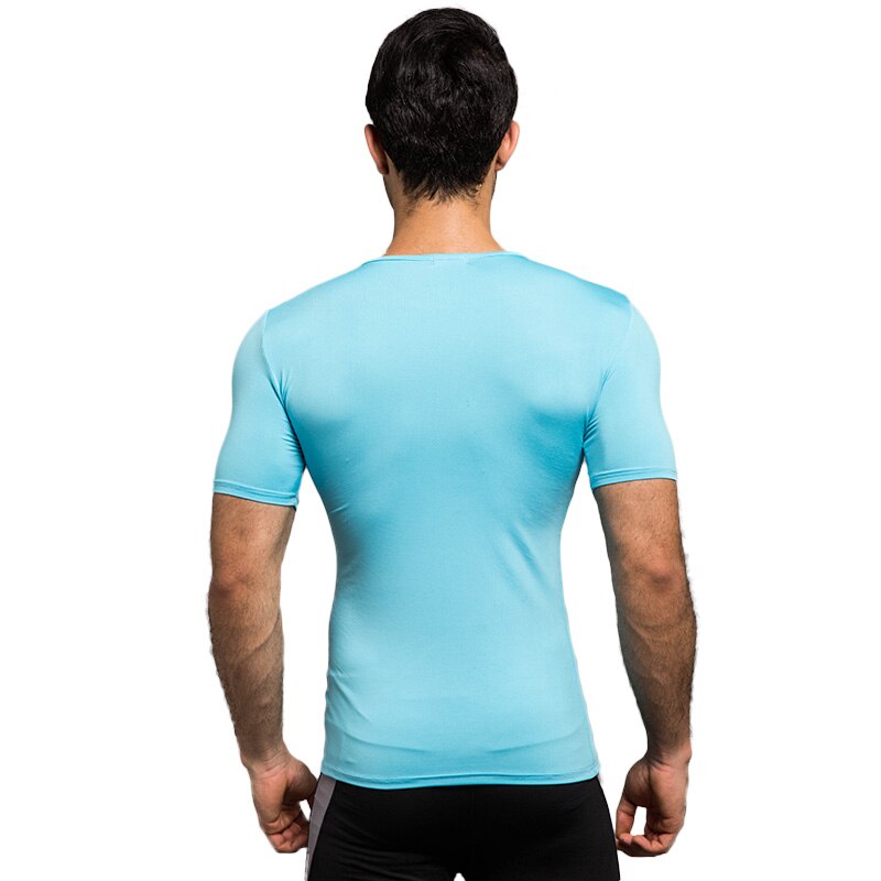 T-Shirt ajusté à manches courtes bleu pour crossfit, calisthenics ou fitness